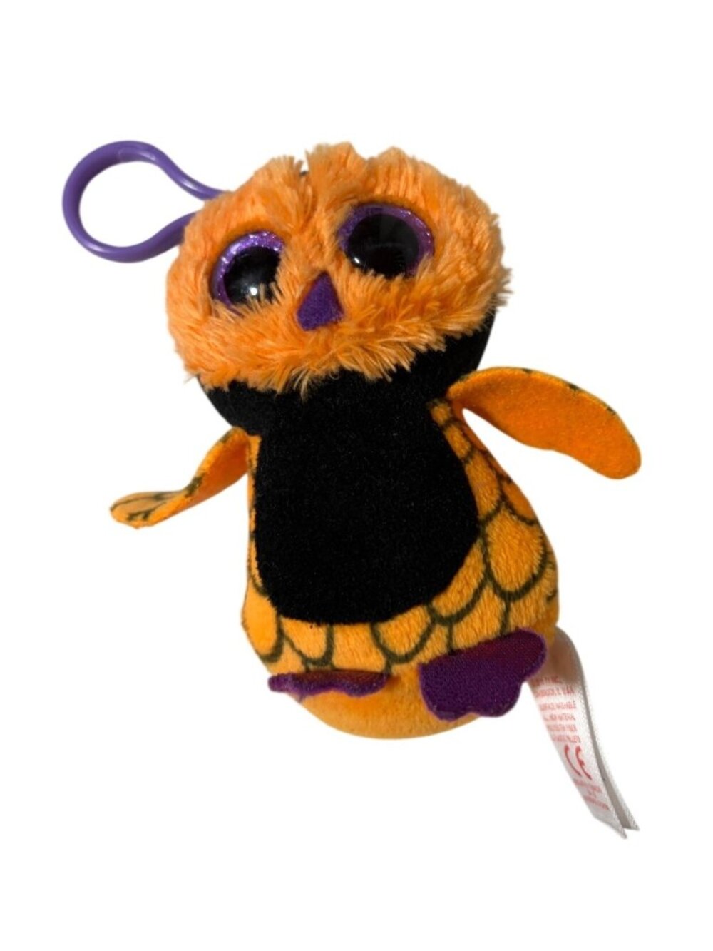 Ty Beanie Boos Mini Keychain Screech Owl Orange Black 3 in clip Plush stuffed An